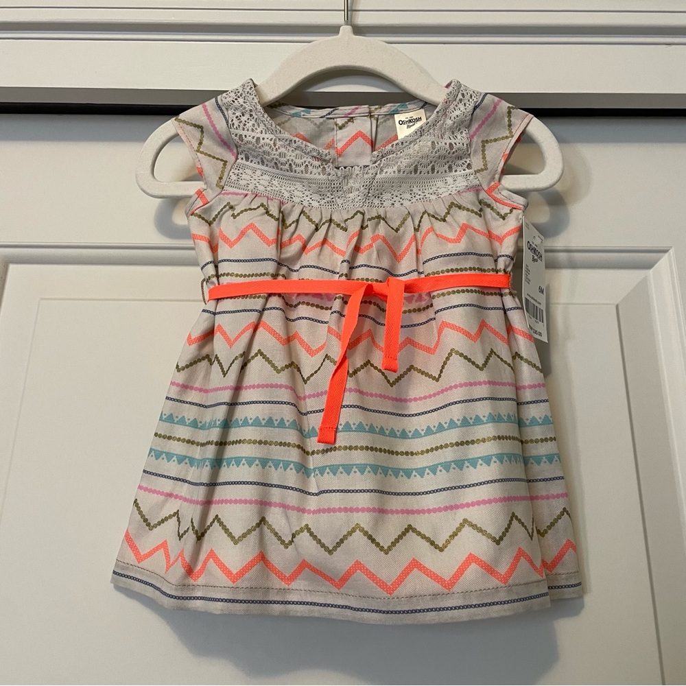 NWT Baby Girls OshKosh 6 Months B’Gosh Cotton Dress Bright Colors Stripes Casual
